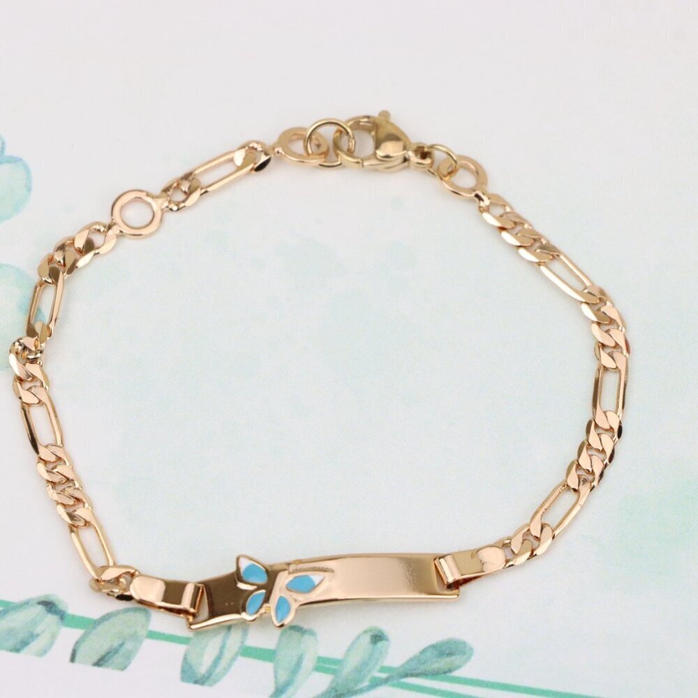 "Elegant Rose Gold Bracelet with Blue Butterfly Charm, XPBL0828